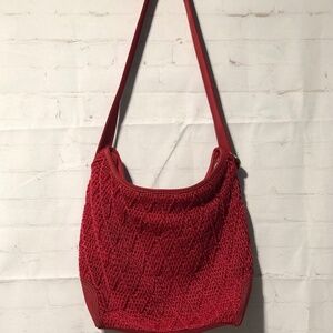 The Sak crochet shoulder bag red